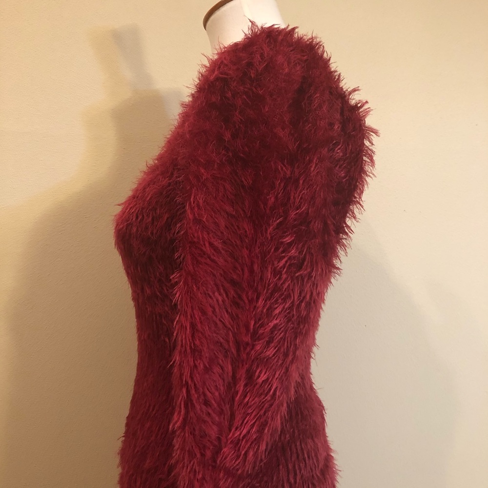 NWOT 4SI3NNA Fuzzy Red Long Sleeve Sweater Dress - Picture 8 of 14